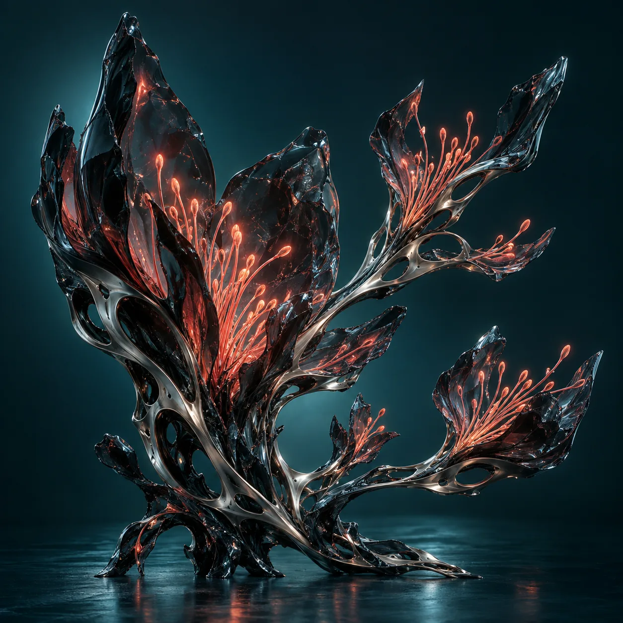 Original obsidian and coral material concept