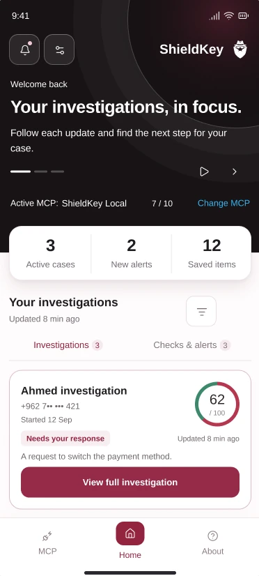 ShieldKey home screen