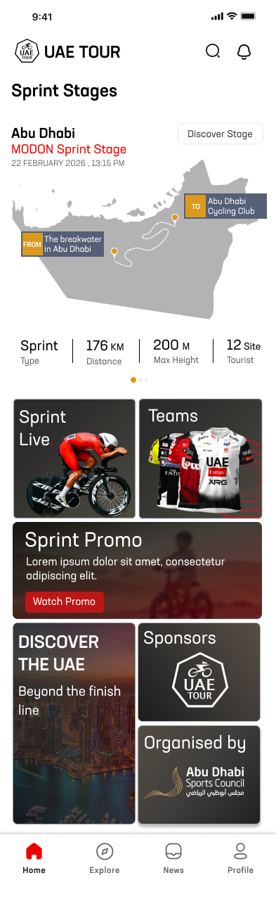 UAE Tour home, including race highlights, teams and event information